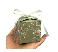 Caja de Caramelos De Boda Caja cuadrada for boda con lazo de flores retro, exquisita caja de embalaje for dulces for fiesta de cumpleaños, suministros de decoración(Color8,50pcs)