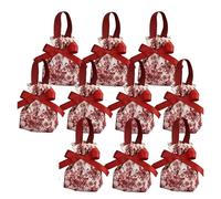 Caja de Caramelos De Boda Elegantes bolsas de lona con cordón for guardar joyas, reutilizables, for dulces, color rojo, for decoración de fiestas.(10pcs)