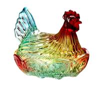 Caja de caramelos de cristal para gallina en nido, tarros de dulces con tapa, plato cubierto, decoración de mesa, plato de postre, cuenco cubierto de regalo