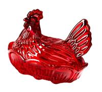 Caja de caramelos de cristal para gallina en nido, tarros de dulces con tapa, plato cubierto, decoración de mesa, plato de postre, cuenco cubierto de regalo