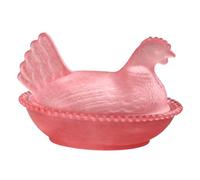 Caja de caramelos de cristal para gallina en nido, tarros de dulces con tapa, plato de caramelo, decoración de mesa, plato de postre, plato de regalo de cristal para gallina