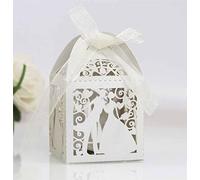 Caja de caramelos de papel Cajas de regalos de boda Caja de dulces de papel Caja de regalo hueca for novios y novias for bodas nupciales Baby Shower Fiesta de Navidad 50 piezas (color: Blauw) (Color: