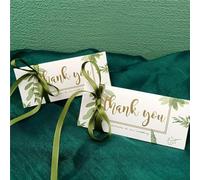 Caja de caramelos triangular de hojas verdes, 25 o 50 unidades, caja de embalaje para galletas de boda con cinta, decoración para fiesta de cumpleaños y compromiso