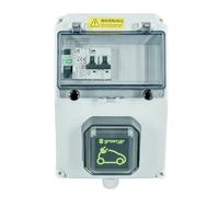 Caja de carga equipada con un enchufe reforzado green'up y protección contra sobrecarga/cortocircuito/fallo de tierra