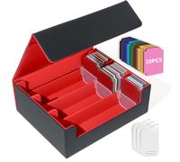 Caja de Carta para 2300+ Cartas, MTG Commander Deck Box con 10 Divisores Coloridos y 3 Separadores Ajustables, Caja de Almacenamiento para Magic the Gathering PTCG TCG, Rojo