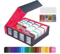 Caja de Carta para 3000+ Cartas, MTG Commander Deck Box con 24 Divisores Coloridos y 4 Separadores Ajustables, Caja de Almacenamiento para Magic the Gathering PTCG TCG, Rojo