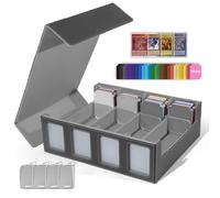 Caja de Carta para 3000+ Cartas, MTG Commander Deck Box con 24 Divisores Coloridos y 4 Separadores Ajustables, Caja de Almacenamiento para Magic the Gathering PTCG TCG, Gris