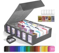 Caja de Carta para 3900+ Cartas, MTG Commander Deck Box con 48 Divisores Coloridos y 5 Separadores Ajustables, Caja de Almacenamiento para Magic the Gathering PTCG TCG, Gris