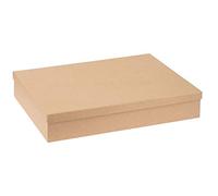 Caja de cartón Glorex rectangular caja con tapa de cartón FSC apta para DIN A4 para pegar pintar para Decopatch o técnica de servilletas marrón aprox. 247x347x64cm de tamaño