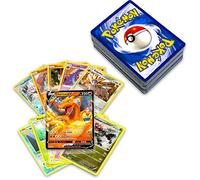Caja de cartón oficial de Pokémon 50+ con 5 láminas en cualquier combinación y al menos 1 Raridad, GX, EX, FA, equipo de etiquetas, o secreto raro, con tarjetas como Charizard y Detective Pikachu