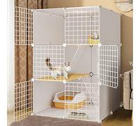 Caja DE Cat - CAGAS DE Perra DE Perra Media, PLAYPEN PLAYPEN CATPEN DIY PETPEN PUNCO Metal Net con Puerta para Conejos Hedgehogs Cat Guinea Tigs Cat Cage Accessors FANDIAO