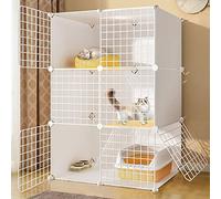 Caja DE Cat - CAGAS DE Perra DE Perra Media, PLAYPEN PLAYPEN CATPEN DIY PETPEN PUNCO Metal Net con Puerta para Conejos Hedgehogs Cat Guinea Tigs Cat Cage Accessors FANDIAO