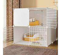 Caja DE Cat - CAGAS DE Perra DE Perra Media, PLAYPEN PLAYPEN CATPEN DIY PETPEN PUNCO Metal Net con Puerta para Conejos Hedgehogs Cat Guinea Tigs Cat Cage Accessors FANDIAO