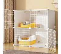 Caja DE Cat - CAGAS DE Perra DE Perra Media, PLAYPEN PLAYPEN CATPEN DIY PETPEN PUNCO Metal Net con Puerta para Conejos Hedgehogs Cat Guinea Tigs Cat Cage Accessors FANDIAO