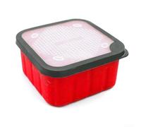Caja de cebo vivo de plástico con diseño de agujero para flujo de oxígeno, borde de silicona para un sellado seguro, accesorio ideal para pesca de carpas y gusanos rojos (L# (170 x 170 x 85 mm)