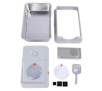 Caja de Cerrada de Acero Inoxidable, Bandeja de para Gatos de Metal de Lado Alto con Entrada Superior antisalpicaduras Extra Grande, diseño de Tapa abatible para una fácil (Gris Claro)