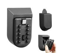 Caja de cerradura con llave, caja almacenamiento llaves repuesto impermeable for montaje en pared, seguridad combinación 10 dígitos, botón pulsador