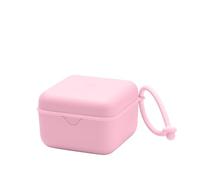 Caja de Chupetes BIBS con Correa. Soporte para Chupete y Estuche Esterilizador. Material 100% Libre de BPA Apto para Uso Alimentario - Rosa Bebé