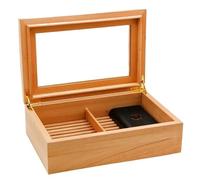 Caja de cigarros Caja humidificadora de puros, caja madera cedro con humidificador, dispositivo almacenamiento cigarrillos vidrio viaje, hasta 75, regalo for amigos