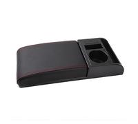 Caja de coche Reposabrazos universal para coche con portavasos doble, caja de almacenamiento cuero PU extraíble, almohadilla soporte para el codo, piezas interiores del reposabrazos(A)