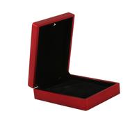 Caja de collar con luz LED, de goma y felpa, para exhibir joyas, bodas, San Valentín (roja)
