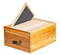 Caja de colmena de 10 marcos Langstroth Deep Brood Box sumergida en 100% cera de abejas, incluye marcos de madera y cimientos encerados (sin montar)