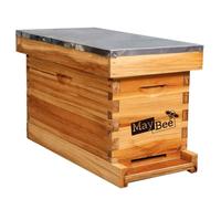 Caja de colmena de 5 marcos para apicultura, kit completo de caja de colmena de abeja sumergida en cera de abejas, incluye 5 marcos de madera y bases recubiertas de cera pesada