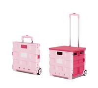 Caja de compras plegable portátil con ruedas, carrito fácil de limpiar para mercado, camping y almacenamiento, diseño compacto, utilidad versátil, ideal para cualquier aventura