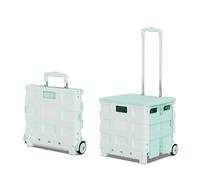 Caja de compras plegable portátil con ruedas, carrito fácil de limpiar para mercado, camping y almacenamiento, diseño compacto, utilidad versátil, ideal para cualquier aventura