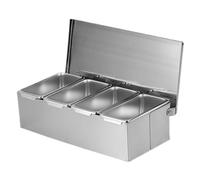 Caja de condimentos de acero inoxidable, caja condimentos 4 compartimentos