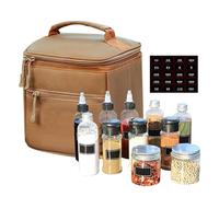 Caja de Condimentos Portátil para Exteriores 13 Piezas - Juego Botes Especias de Camping | Almacenamiento Sazonadores Barbacoa | 11 Botellas Rellenables, Bolsa Transporte Tela Oxford 900D y Pegatinas