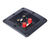 Caja de conector de 4 posiciones para terminal de altavoz con núcleo de cobre puro y tiras chapadas en oro para sistemas de audio domésticos, carcasa negra de ABS de 130 x 115 mm, corte de 95 x 82 mm