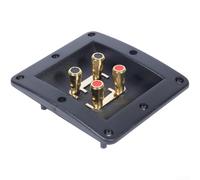 Caja de conector de taza de terminal de altavoz de 4 posiciones con núcleo de cobre puro y tiras chapadas en oro para sistemas de audio domésticos, carcasa ABS negra de 130 x 115 mm, recorte de 95 x