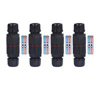 Caja de Conexión Impermeable 4Pcs, 2 Entradas 2 Salidas, IP68, 450V 32A, Nylon Resistente al Calor - Alta Protección Doble, Ideal para Equipos Eléctricos Exteriores (Dos dentro, dos fuera)