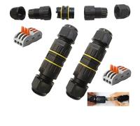 Caja de conexiones CESFONJER Impermeable al aire libre IP68 Línea de 3 vías Conector de cable M25 Rango de cables 6-11 mm Cable de alimentación Acoplador externo de manga Caja de protección (2 PCS)