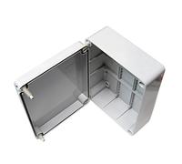 Caja de conexiones con tapa abisagrada (240 x 190 x 90 mm), de plástico PVC resistente al agua (grado de protección IP56), adaptable para la conexión de cables eléctricos para iluminación de exteriores