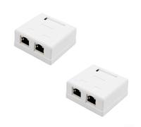 Caja de conexiones de red CAT6 blindada, paquete de 2, caja de panel RJ45 de escritorio, contactos chapados en oro, carcasa ABS, para oficina e industrial uso (PX-DB06-6)