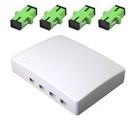 Caja de conexiones de terminales ópticos de fibra GINTOOYUN con 4 bridas SC, caja de panel de fibra de 4 puertos para FTTH, FTTO, FTTD, material ABS blanco