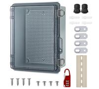 Caja de Conexiones Impermeable IP67, Caja de Derivación de Pared | con Cerradura, Caja de Cables Estanca, Armario Transparente Exterior con Accesorios Montaje en Pared y Cerradura230x165x120mm