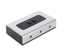 Caja de conmutación Manual estéreo de 2 Puertos de 3,5 mm, selector de Altavoz de Audio AUX (Agujero de Montaje en Pared Integrado, Pared o Mesa Disponible)