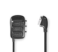 Caja de conmutación SCART - 3X SCART hembra - Niquelado - Resolución máxima: 800x480-0,50 m - Redondo - PVC - Negro - Caja