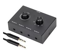 Caja de conmutador pasivo estéreo de 4 Puertos de 3,5 mm, convertidor de Salida 1 en 4 Salidas 4 en 1 para Auriculares MP3, selector de Audio de aleación de Aluminio con función