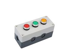 Caja de control con interruptor de botón de luz, perilla de arranque y parada de energía, reinicio de 1234 orificios, autobloqueo 12 V 24 V 220 V 380 V(Blue,24 V)