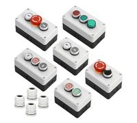 Caja de Control de interruptor de botón, caja de perilla impermeable de emergencia, arranque automático manual, luz eléctrica Industrial LA38 de 22mm(3P Self Reset STOP)