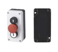 Caja de control de interruptor de botón IP65 | Estación de arranque de parada de 22 mm | Recinto impermeable ABS con eliminación M20 para sitio de construcción y taller (B)