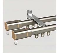 Caja de cortina de imitación de grano de madera, riel de cortina doble resistente, riel divisor de habitación montado en la pared para sala de estar y dormitorio