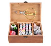 Caja de coser de madera vintage para el hogar Caja de almacenamiento de hilo de aguja Cesta de costura Herramientas de costura DIY Organizador de cuentas de joyería(2#)