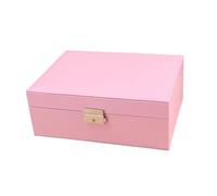 Caja de cosméticos portátil princesa, pequeña y sencilla, for guardar pendientes, pulseras, anillos collares joyería doble capa Para Pendientes,Anillos(Pink)