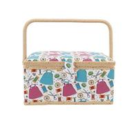 Caja de costura portátil de 2 capas, cesta de costura resistente de gran capacidad con bandeja desmontable, organizador para tijeras, agujas, alfileres, principiantes y artesanos
