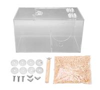 Caja de cría de pájaros de acrílico Caja Nido de Loros Transparente con Poste de pie y Acolchado para Todas Las Estaciones Material Seguro no tóxico Fácil de Instalar Accesorios (Tamaño pequeño)